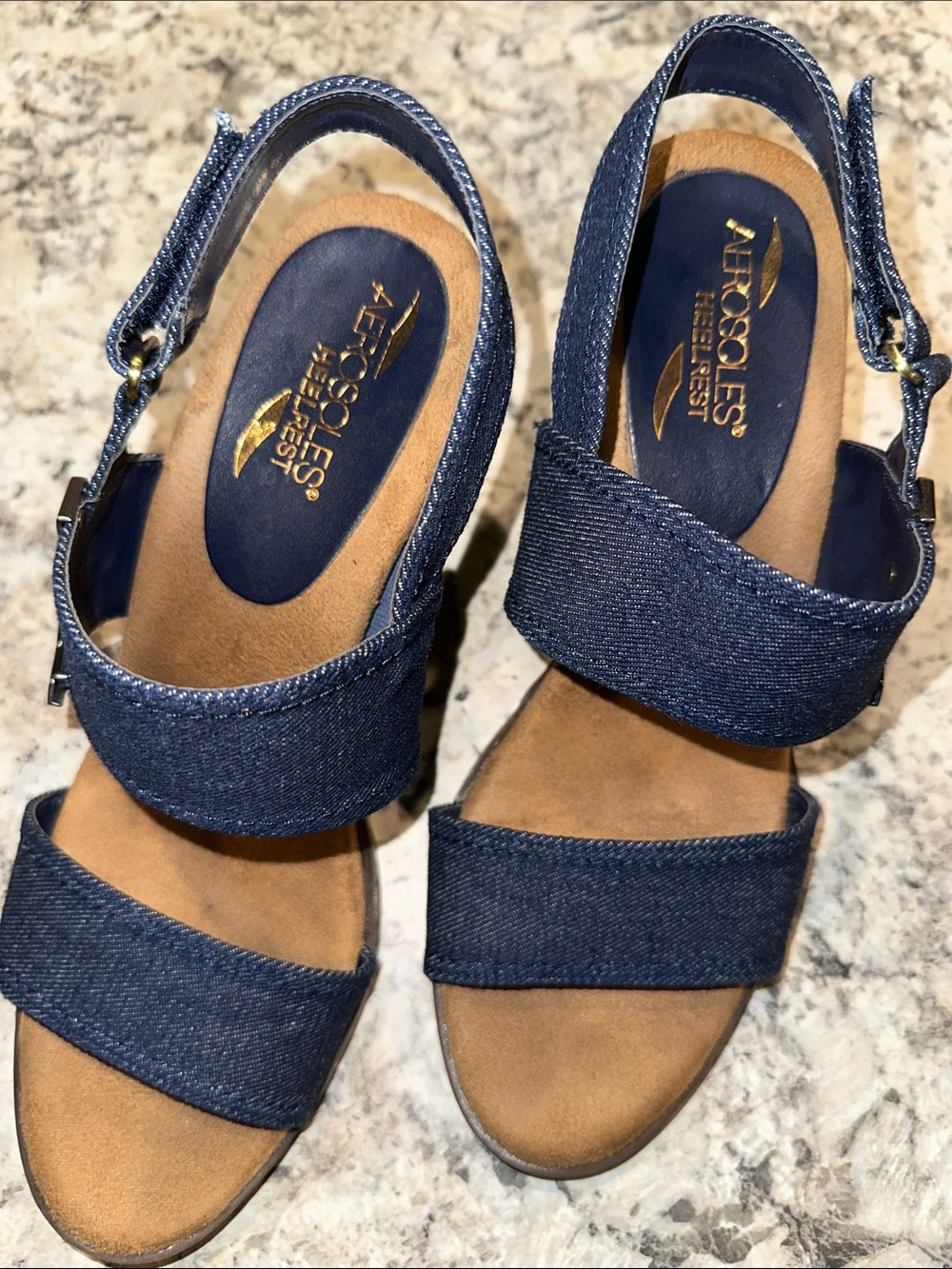 Aerosols Heelrest  Women’s Denim Sandals Size 9
